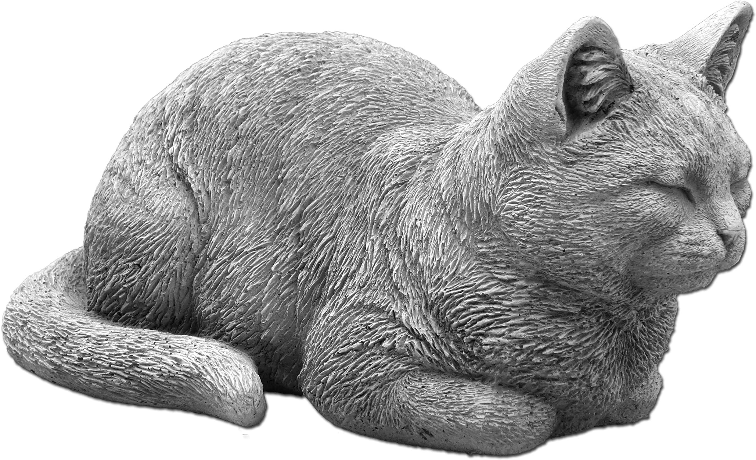gartendekoparadies.de Lying cat, stone figure, H. 17 cm, 8.5 kg, gray, frost-proof made of cast stone for outdoor use