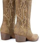 DREAM PAIRS Women's Cowboy Boots Mid Calf Cowgirl Boots Point Toe Chunky Heel Embroidery Stitched Western Boots