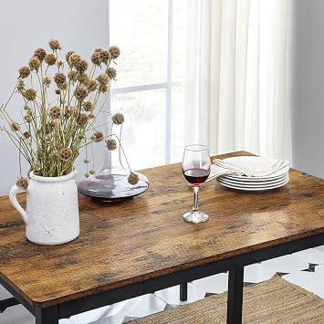 VASAGLE yemek Masası, 2 banklı, 3'lü set, mutfak Masası 70 x 110 x 75 cm, her biri 2 bank 30 x 97 x 50 cm, çelik çerçeve, endüstriyel tasarım, Vintage Kahverengi-Siyah KDT070B01