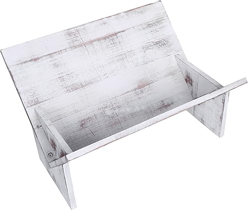 Miniatura 6 de MyGift - Estantería de madera rústica inclinada, Madera, blanco (whitewashed) Gris (vintage gray),Blanqueado en mal estado