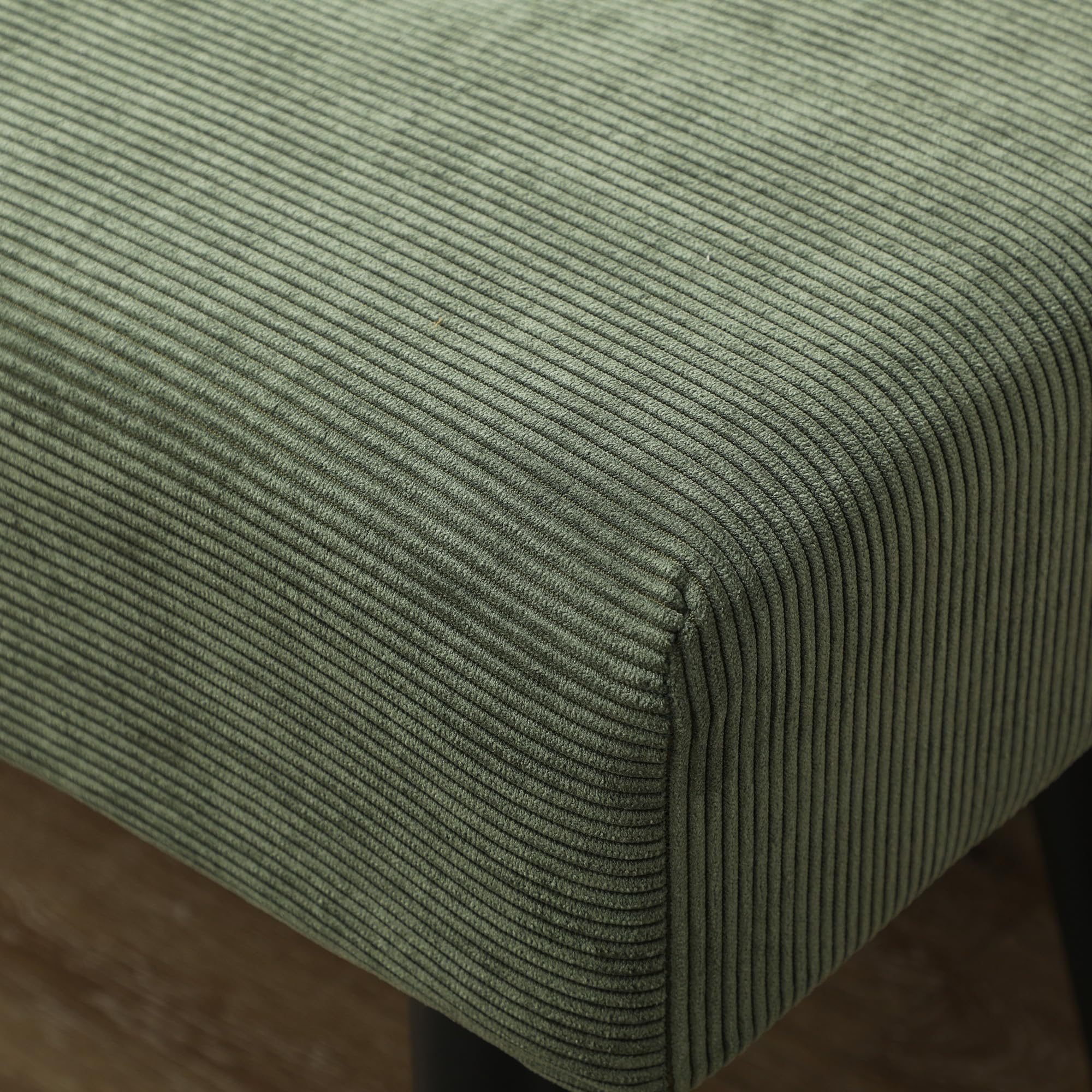 HOMCOM Banc Banquette Moderne Bout de Lit Rembourré 100 x 36 x 45 cm Vert | Velours Côtelé, Pieds en Acier Noir, Idéal pour Entrée Salon Chambre, Charge 220 Kg