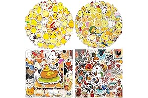200 Pcs Aesthetic Yellow Chicken Vinyl Stickers for Adults