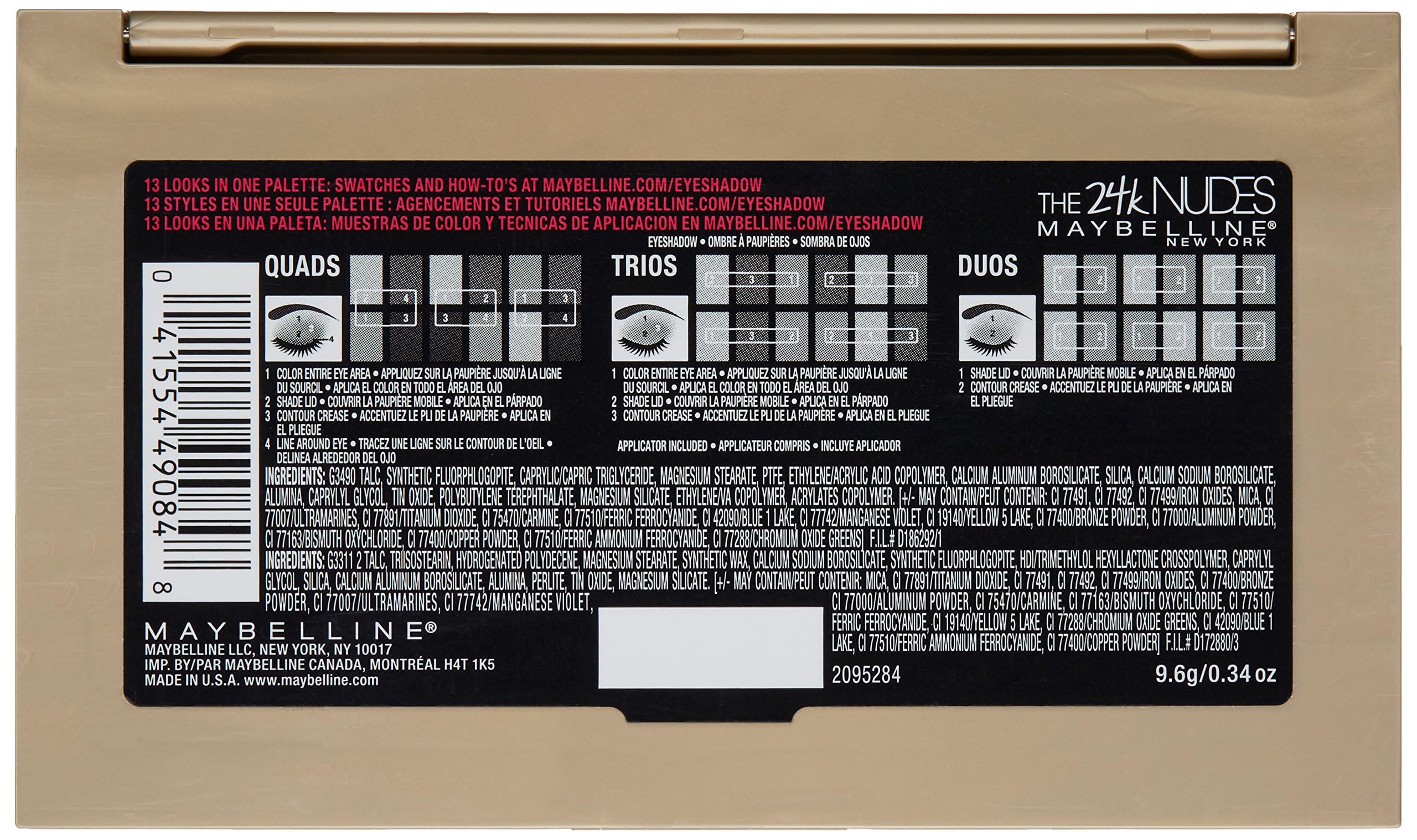 Maybelline The 24 K Nudes, palette di ombretti da 0,34 oz.