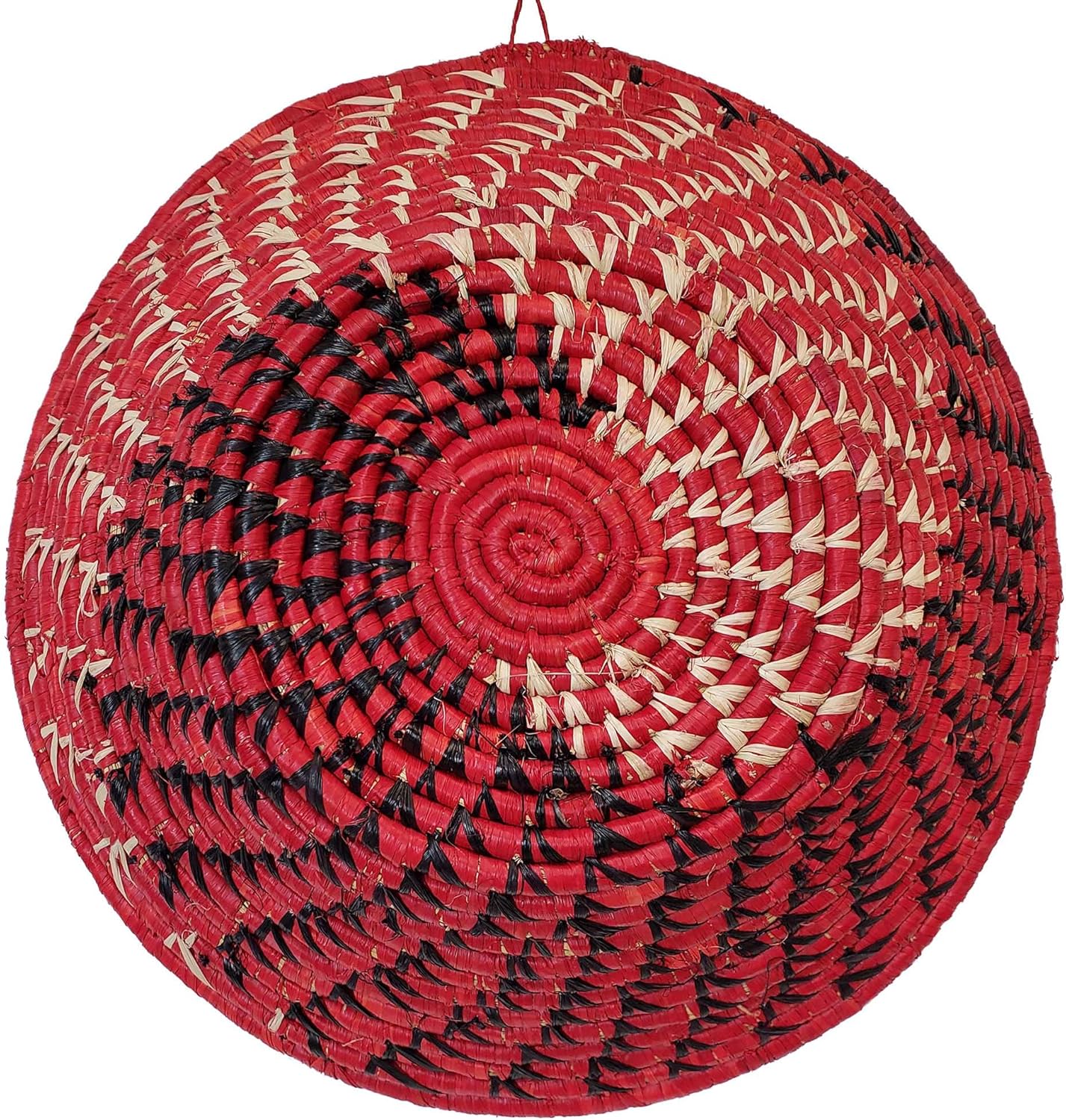 Hand Woven African Tribal Bowl Baskets By the Women of Rwanda. Awesome Colors Combinations Using Sweetgrass and Sisal Stunning Mesmerizing Wall Display, (Red, Black-Natural)