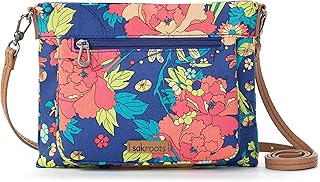 Sakroots Camden Small Crossbody in Cotton Uncoated Canvas, Royal Flower Power