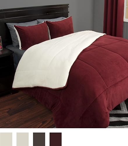 Miniatura 9 de Bedford Home Juego de edredón de 3 piezas Sherpaforro polar - FQ - Borgoña