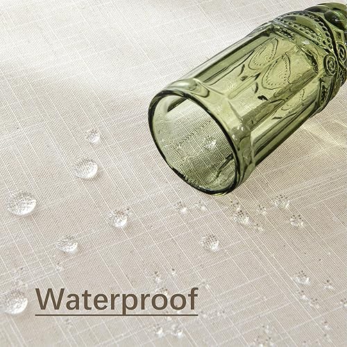 Miniatura 3 de Karseteli Mantel rectangular de lino natural, con textura de otoño, mantel ligero de 60 x 84 pulgadas, resistente al agua, resistente a las manchas,