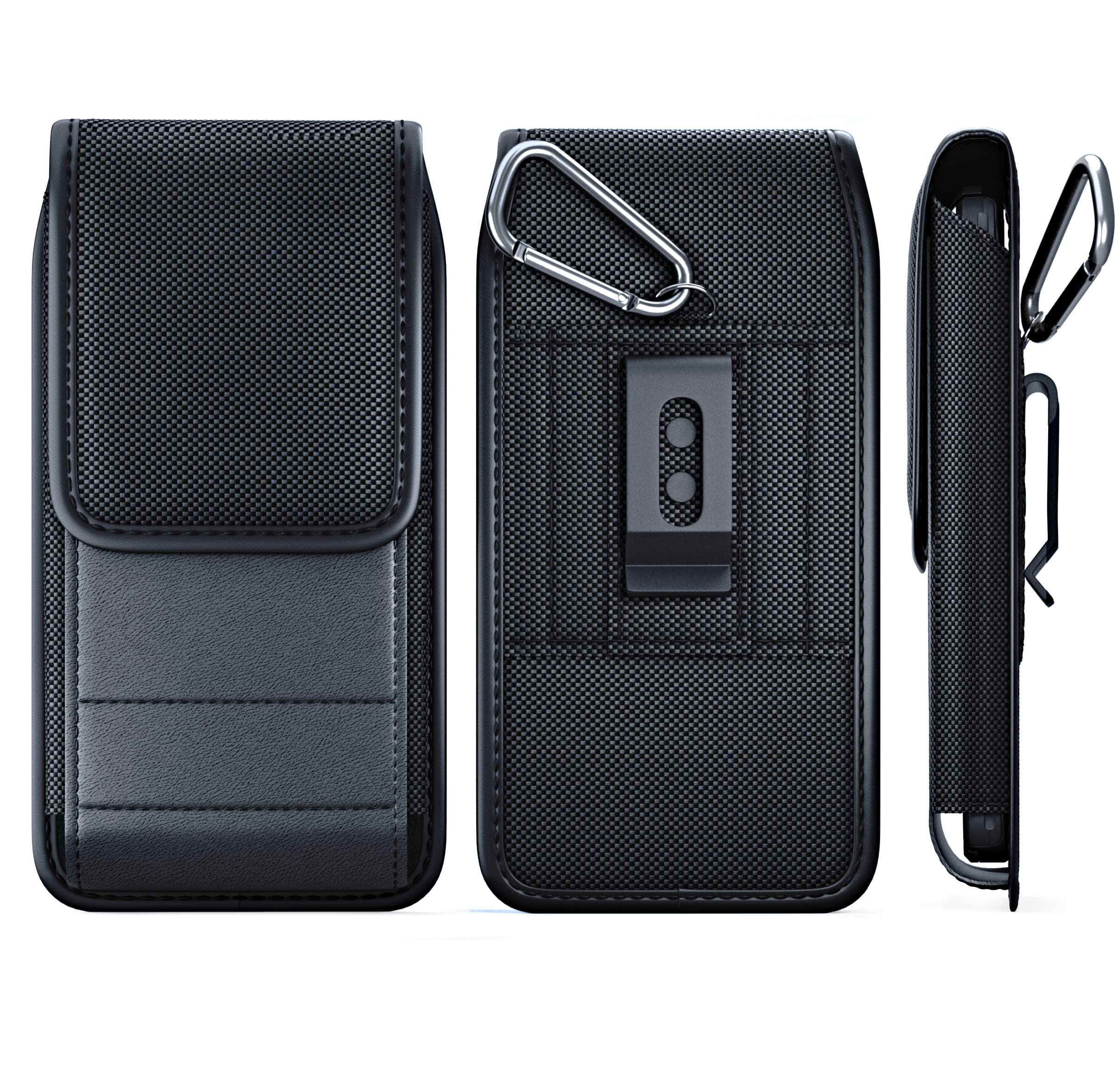 Meilib Belt Case Designed for iPhone 13 Pro, 13, 12 Pro, 12, 11, XR, Military Grade Durable Nylon Belt Clip Holster Case Phone Carrying Pouch, Fits Apple iPhone with Otterbox Commuter Case on - Black