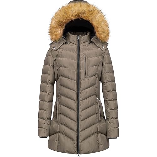 CREATMO US Women's Winter Hooded Coat Waterproof Warm Long Puffer Jacket Parka