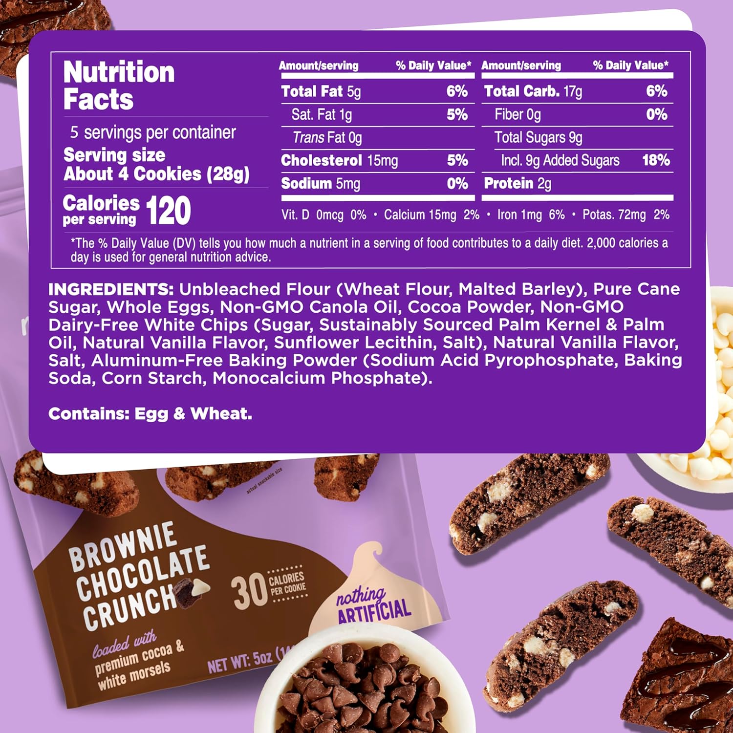 COOPER STREET Twice Baked Brownie Chocolate Biscotti Cookies - Crispy Mini Biscotti Cookies Ideal with Coffee - Traditional Low Calorie Italian Snacks - Kosher, Dairy, Peanut & Soy Free (6 Pack)