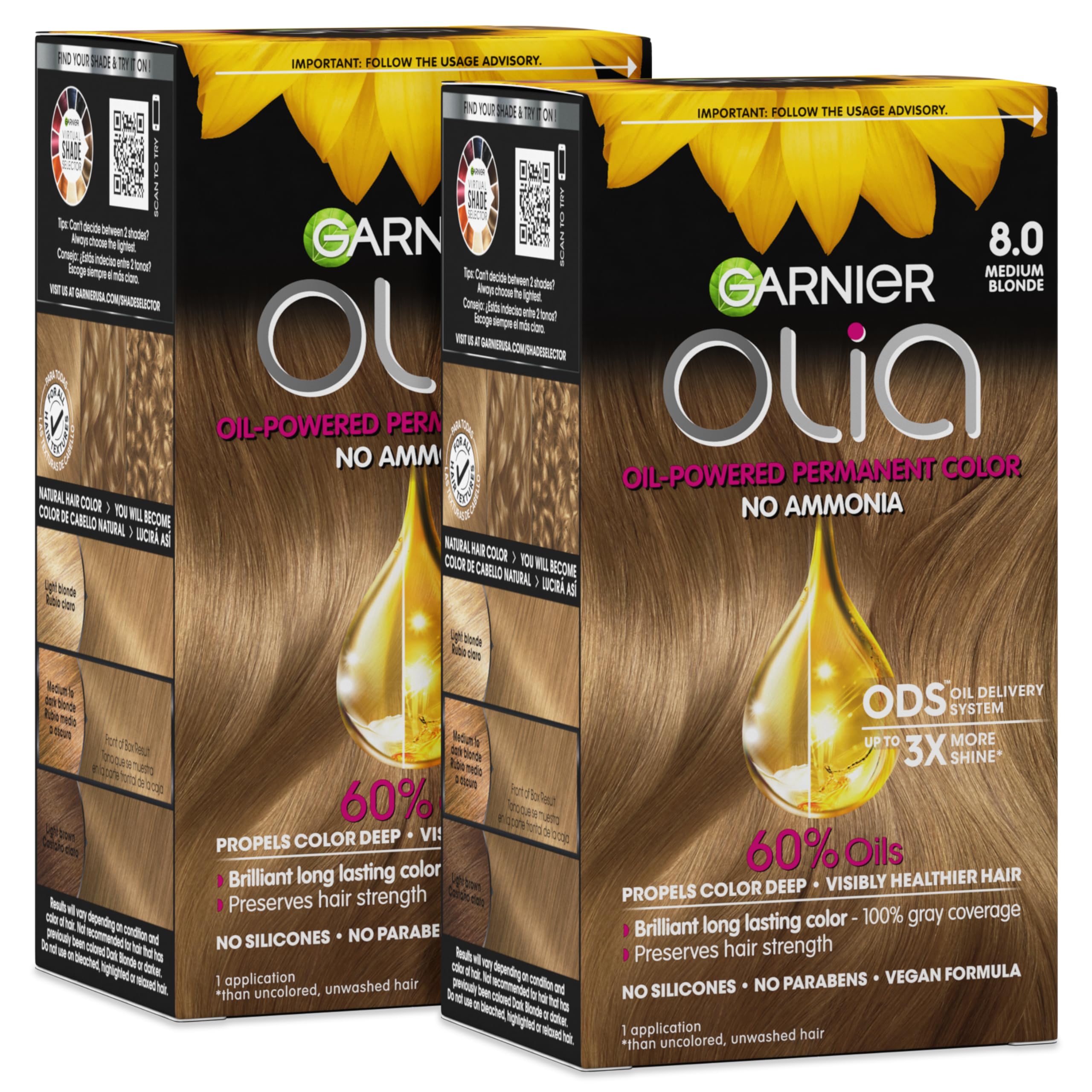 Garnier Olia Hair Color, Ammonia-Free Permanent Hair Dye, Oil-Pow…