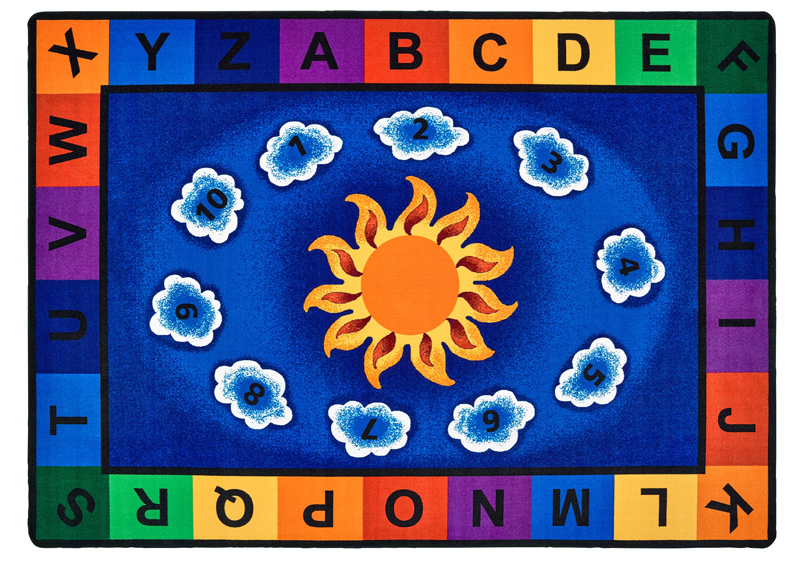 Carpets for Kids 9400 Sunny Day Learn & Play Literacy Classroom Kids Room Rug 5ft 10in x 8ft 4in Rectangle Blue