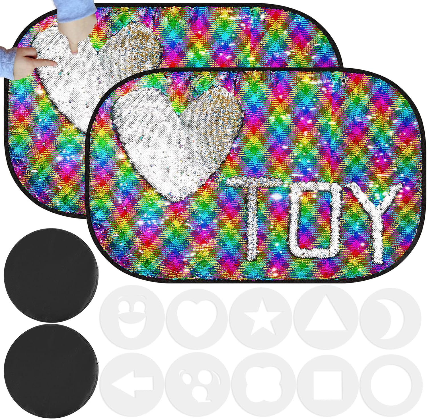 Drydiet 2 Pcs Sensory Wall Sequin Flip Fabric Sensory with