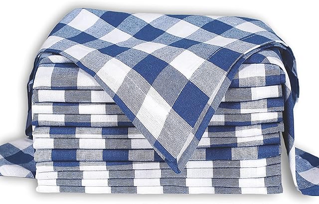 12Pack Night sky blue white 100% Cotton Yarn Dyed Gingham Check Dinner Napkins 18x18Inch,Clambake Beach party Nautical Dinner Napkins as well offered by Linen Clubs