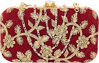 Women's Box Clutch Purse Bag with sling chain