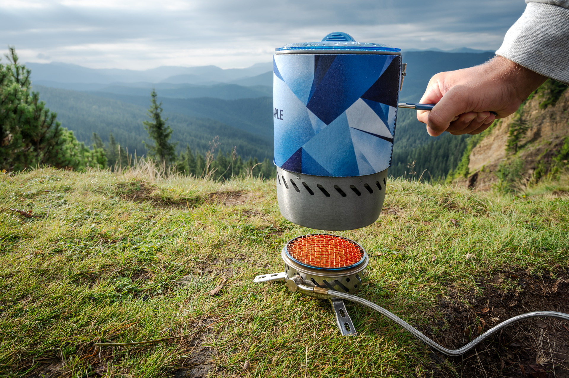 Fire-Maple X5 Cooking System, Portable Camping Backpack Stove With Micro-Regulated Valve, Electric Jet Burner With Pot Set, Ideal As A Camping Kettle For Hiking, Fishing, Trekking And Hunting, Blue