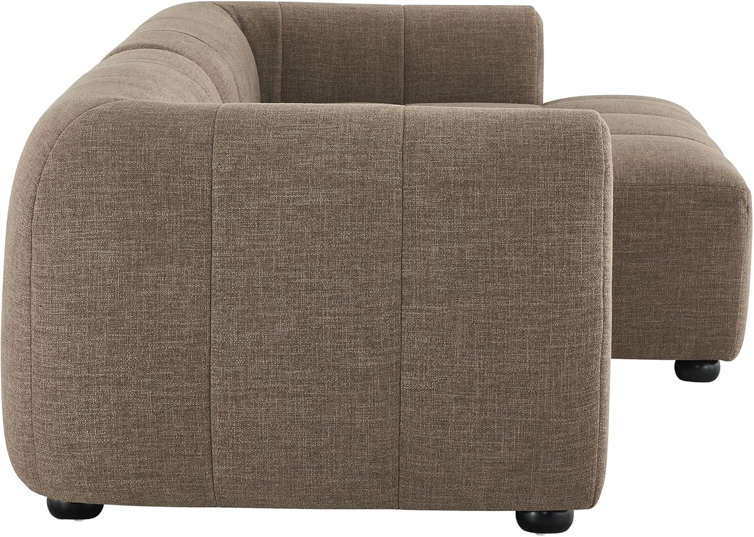 Modway Liana Right-Facing Modular Sofa with Chaise in Mocha - Modern Sectional Sofa Couch Furniture Set - Upholstered Fabric Chaise and Chair for Living Room, Lounge, Apartment