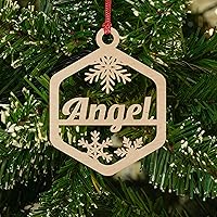 Vista 1 de Personalized Christmas Ornaments w/Name, Hexagon Shaped, 4.5", Engraved Snowflake Ornaments for Christmas Tree, 2024 Xmas Ornament with Optional