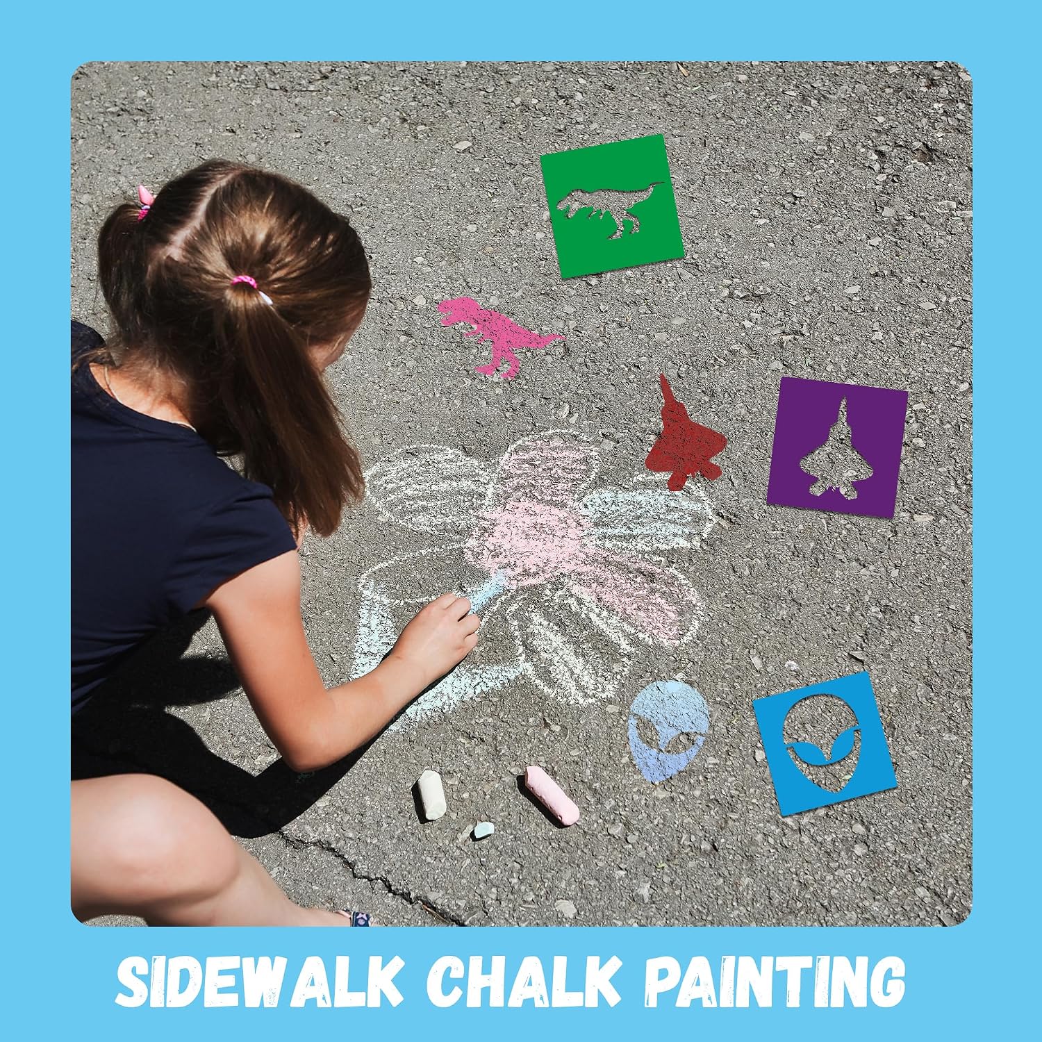 24 PCS Kids Stencils for Painting Sidewalk Chalk Stencils Boys Discovery Themed Stencil Kids Style Collection - 8 in