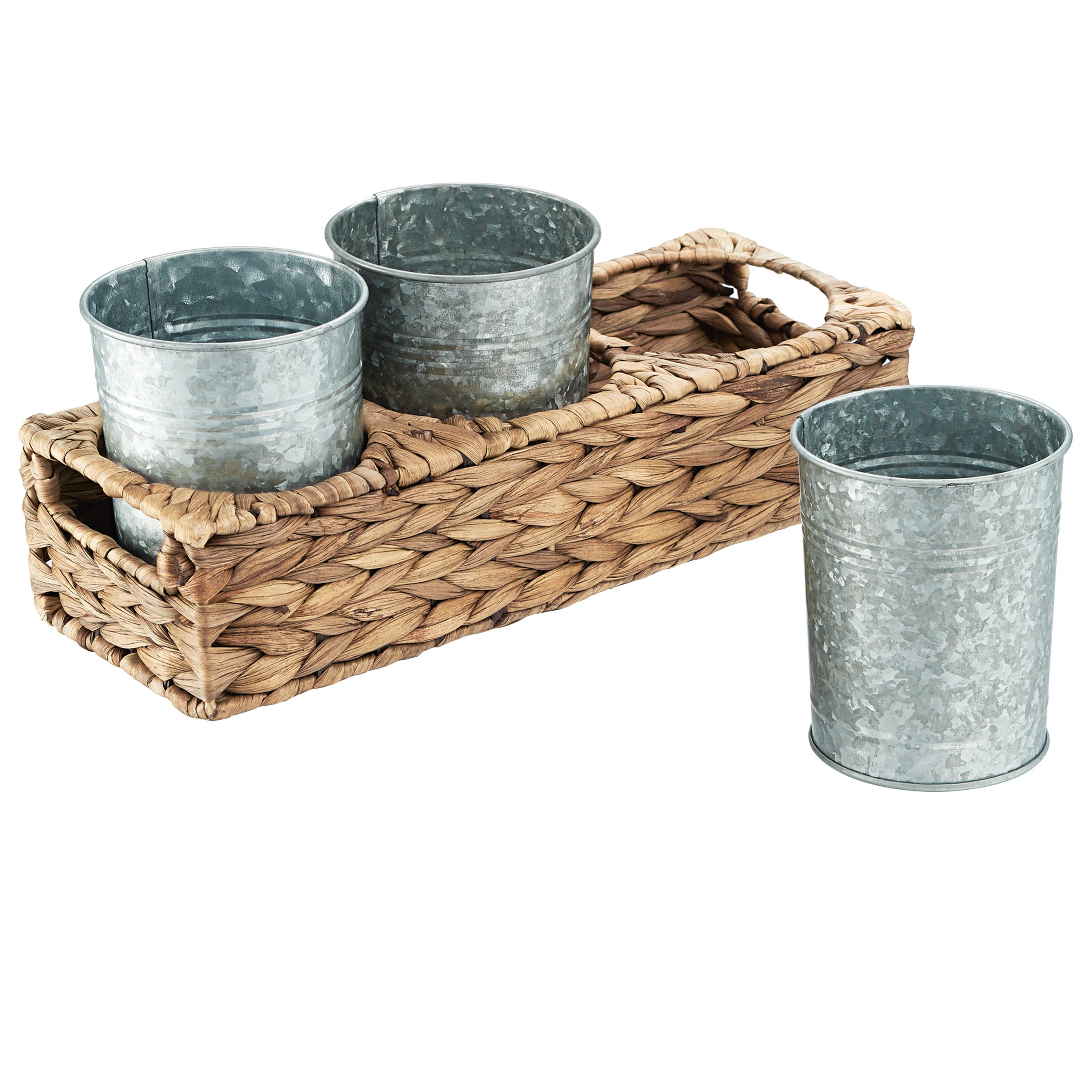 Artland 60205A Garden Terrace Flatware Caddy, Seagrass/Galvanized
