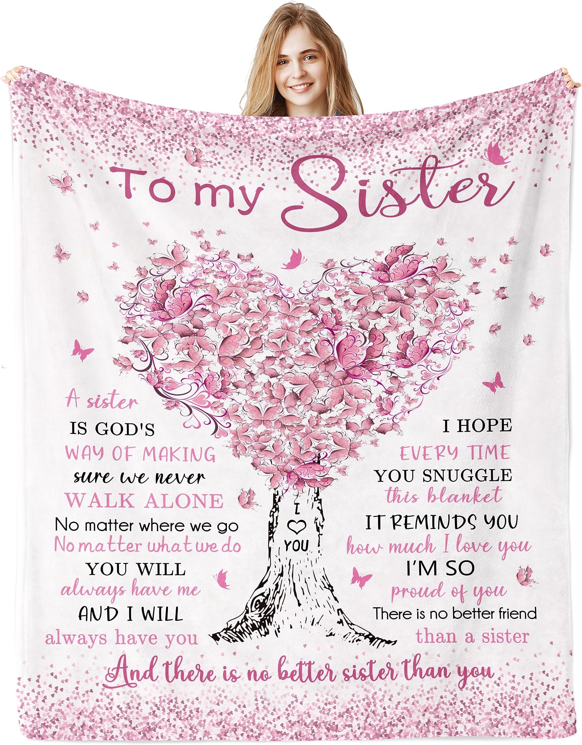 Sister Gifts, Big Sisters Birthday Gift from Sis, Best Sister Ever Gifts for Women Blanket 60"x 50", Birthday Christmas Graduation Gift Ideas for Sisters