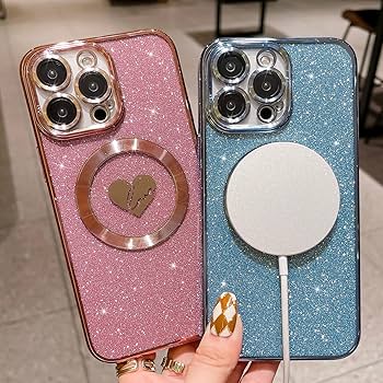 ❣️iPhone15マグネットケース 豪華メッキ ハート型ケース ブルー Amazon.co.jp: HYUEKOKO iPhone 15 Pro Max 6.7インチ対応