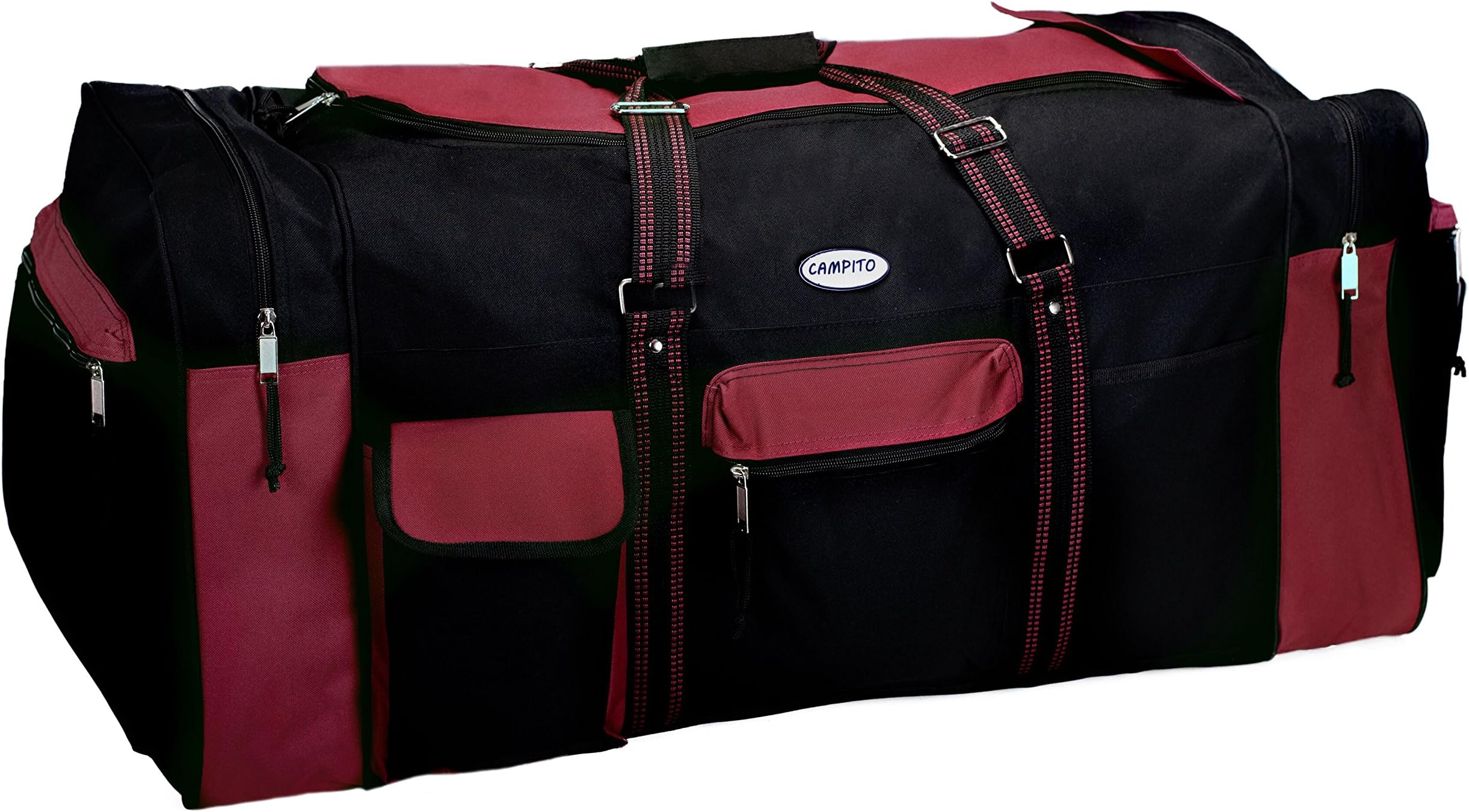 Spacious Premium Travel Bag XXL with 130 litres volume, Black/Red
