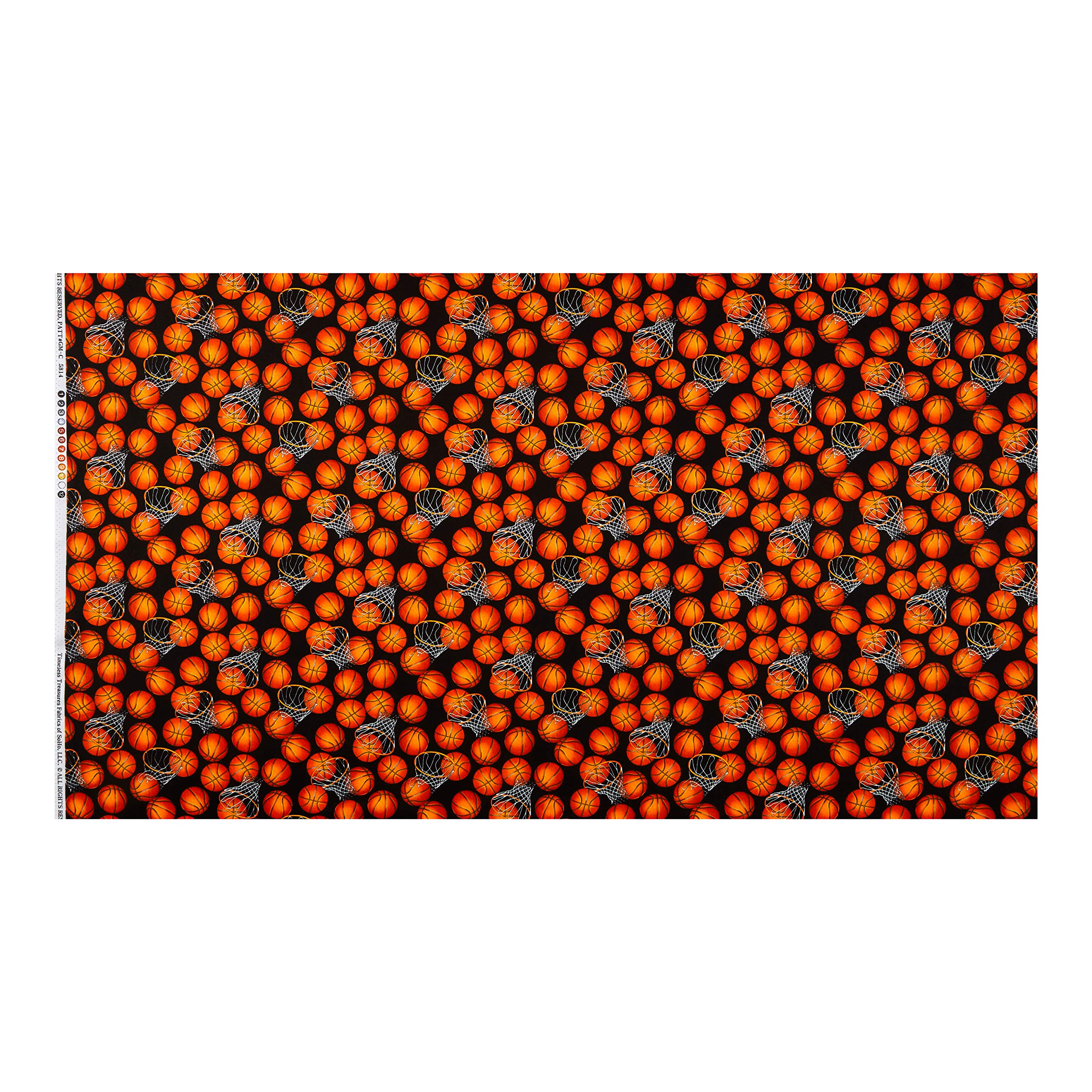 Basketballs Black/Orange, Fabric by the Yard