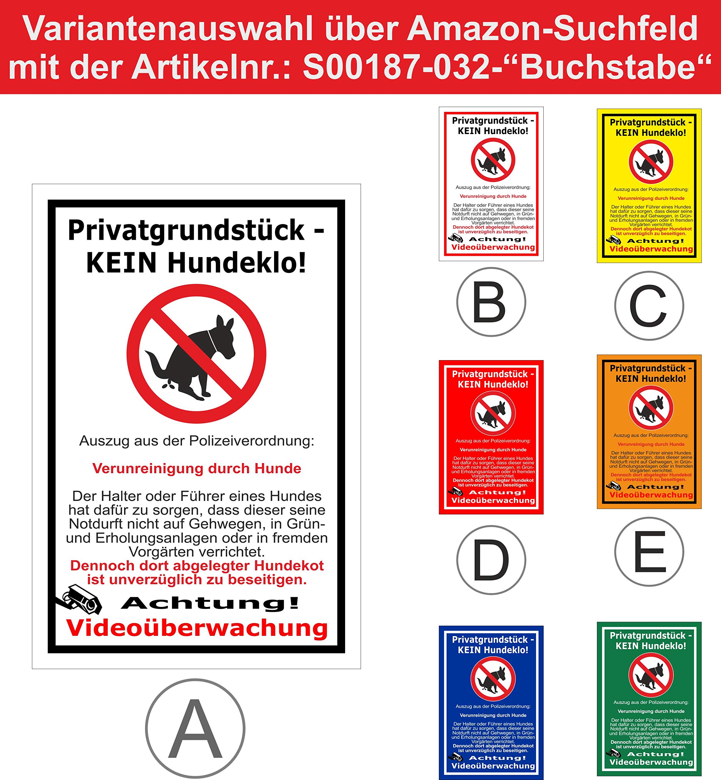 Schild - Privat - Kein Hundeklo - 60x40cm - 3mm Aluverbund – 20 VAR S00187-032-B