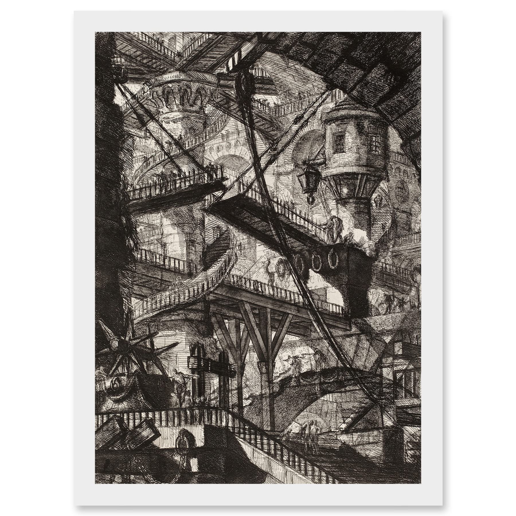 Artery8 Giovanni Battista Piranesi Drawbridge Plate 7 Etching Artwork Framed Wall Art Print A4
