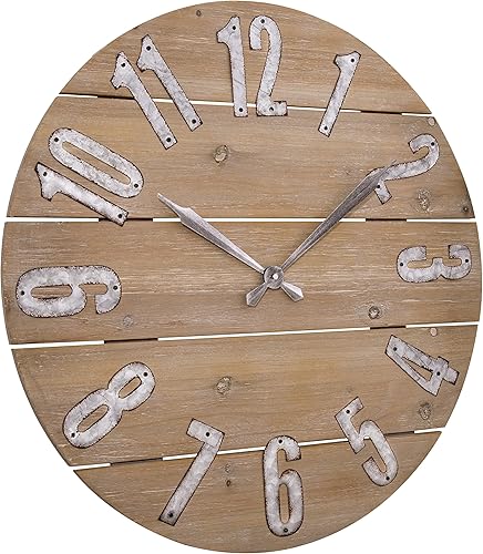 Miniatura 3 de LaCrosse 404-3960W Reloj de pared de cuarzo de madera rústica de 23.5 pulgadas