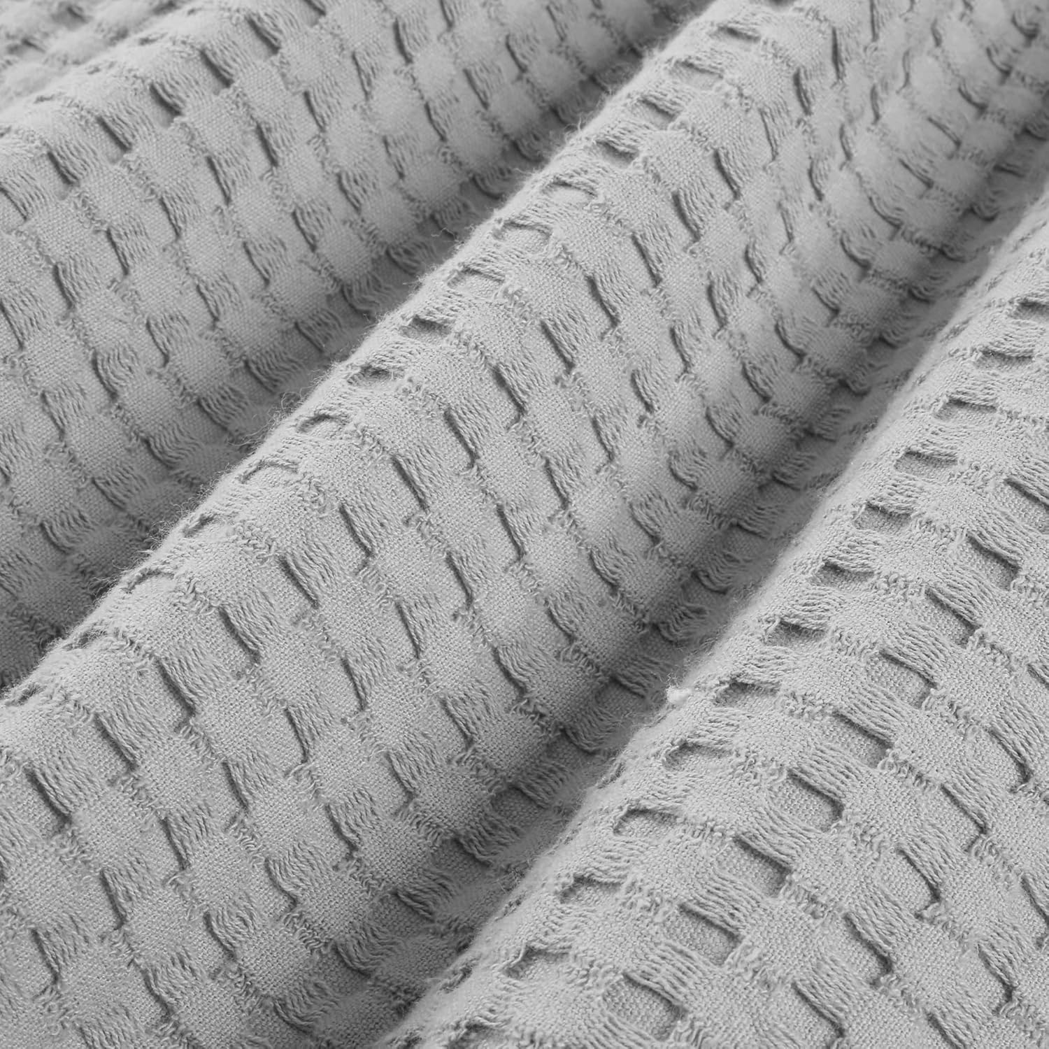 100% Cotton Waffle Weave Blanket Queen Size – Breathable Thermal Bed Blanket, Lightweight All-Season Comfort, Soft Natural Cotton, Machine Washable Bedspread for Bed & Couch (Light Grey)
