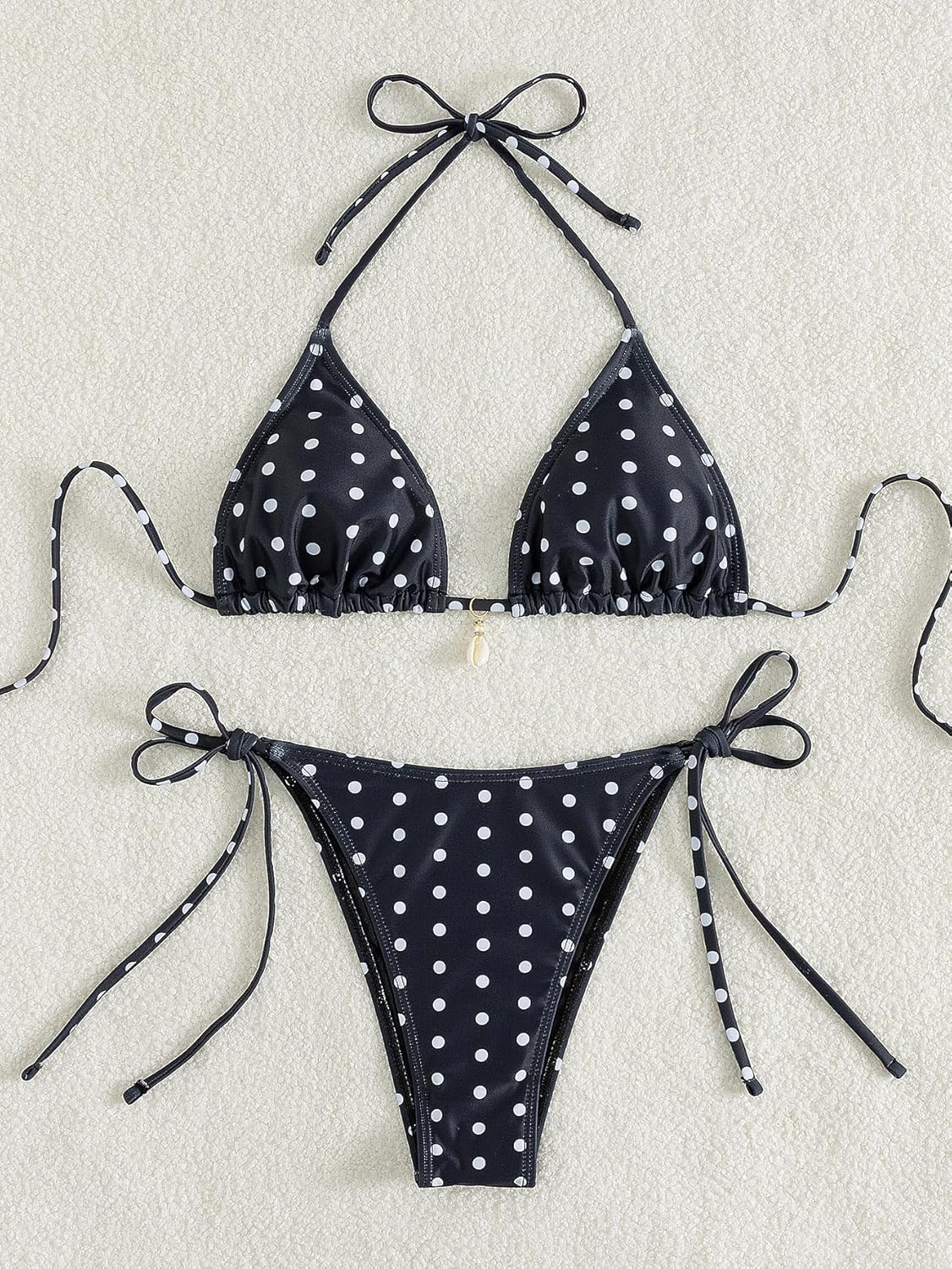Tainehs Women's Sexy Halter Bikini Set Triangle Top String Swimwear Two Piece Swimsuits Cheeky Bathing Suit
