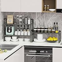 Vista 2 de Expandable Shelf for Cabinet Organizer Adjustable Stackable Spice Rack at Kitchen and Bathroom More, Counter Countertop Cupboard Organization Pantry