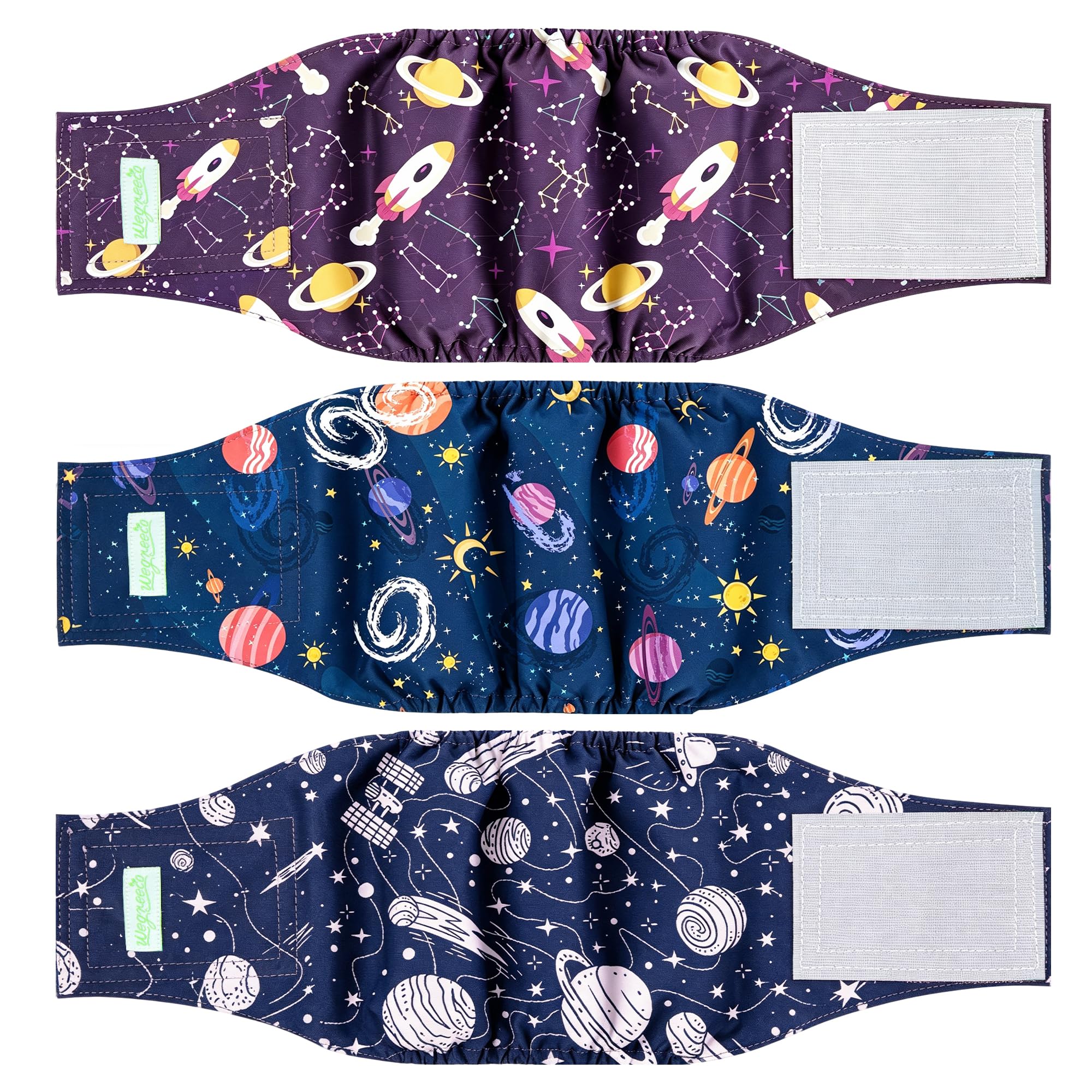wegreeco Washable Male Dog Belly Band (Stylish Pattern) - Pack of 3 - Dog Diapers Male - Washable Male Dog Belly Wrap (Interstellar, X-Large)