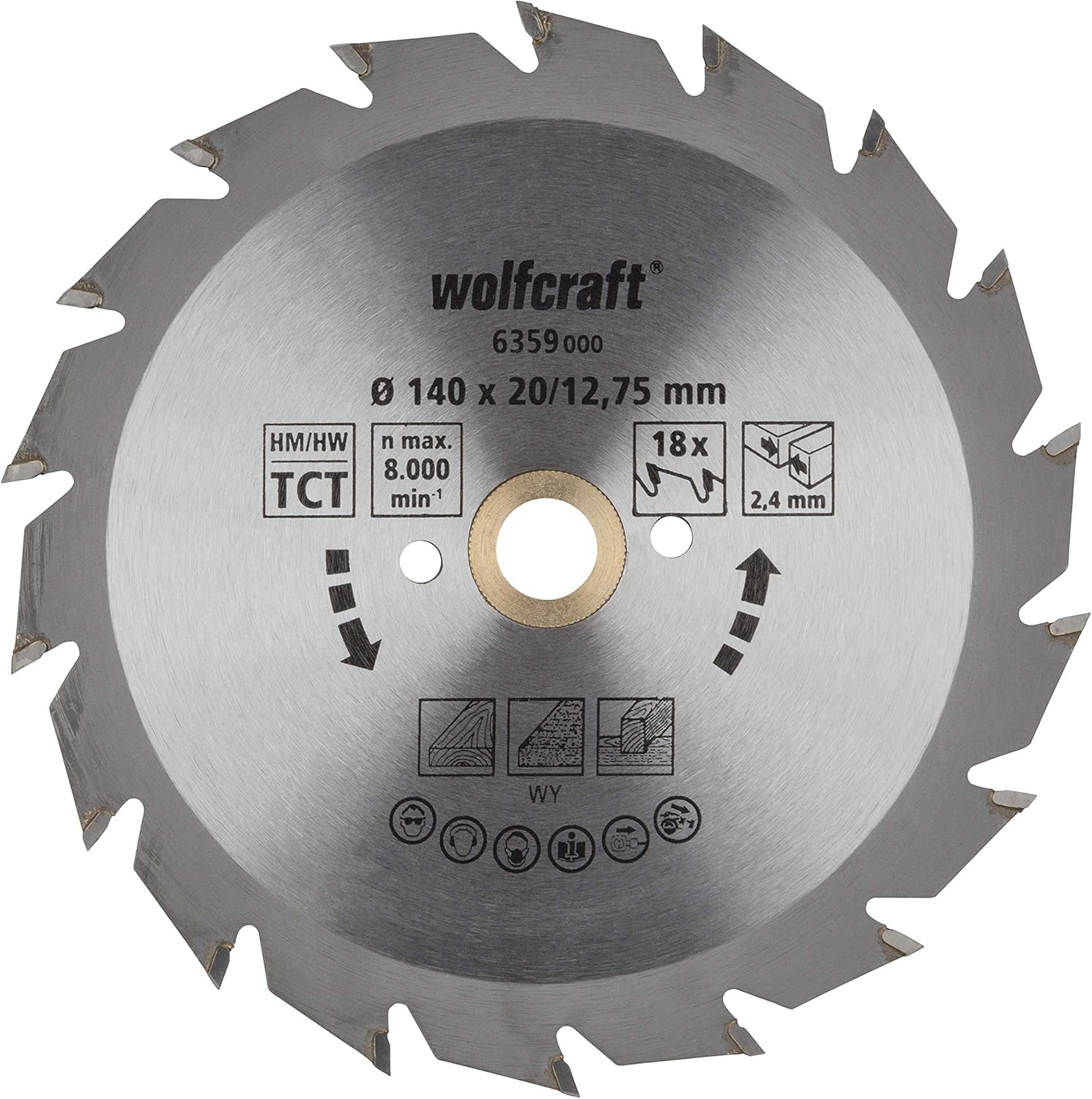 Wolfcraft 6359000 140 x 20 x 2.4mm CT Circular Saw Blade with 18 Teeth - Green Series