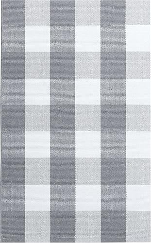 Miniatura 120 de IOHOUZE - Tapete a cuadros estilo búfalo de 5 x 8 pies para interiores y exteriores, lavable, para sala, tapete de bienvenida primavera-verano