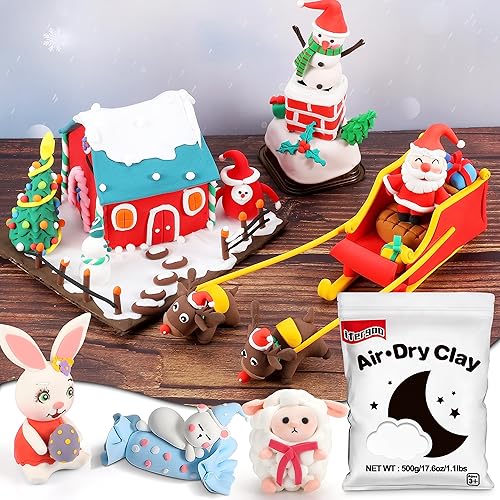 Miniatura 6 de iFergoo Arcilla blanca seca al aire, arcilla de modelado creativa para niños, arcilla mágica súper ligera para niños de 3 a 12 años, segura y no