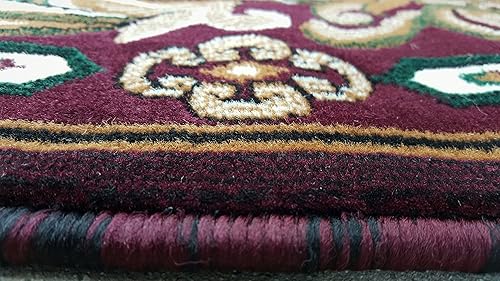 Miniatura 8 de Kingdom Alfombra persa tradicional color borgoña y verde D123 (5 pies 2 pulgadas x 7 pies 1 pulgada)