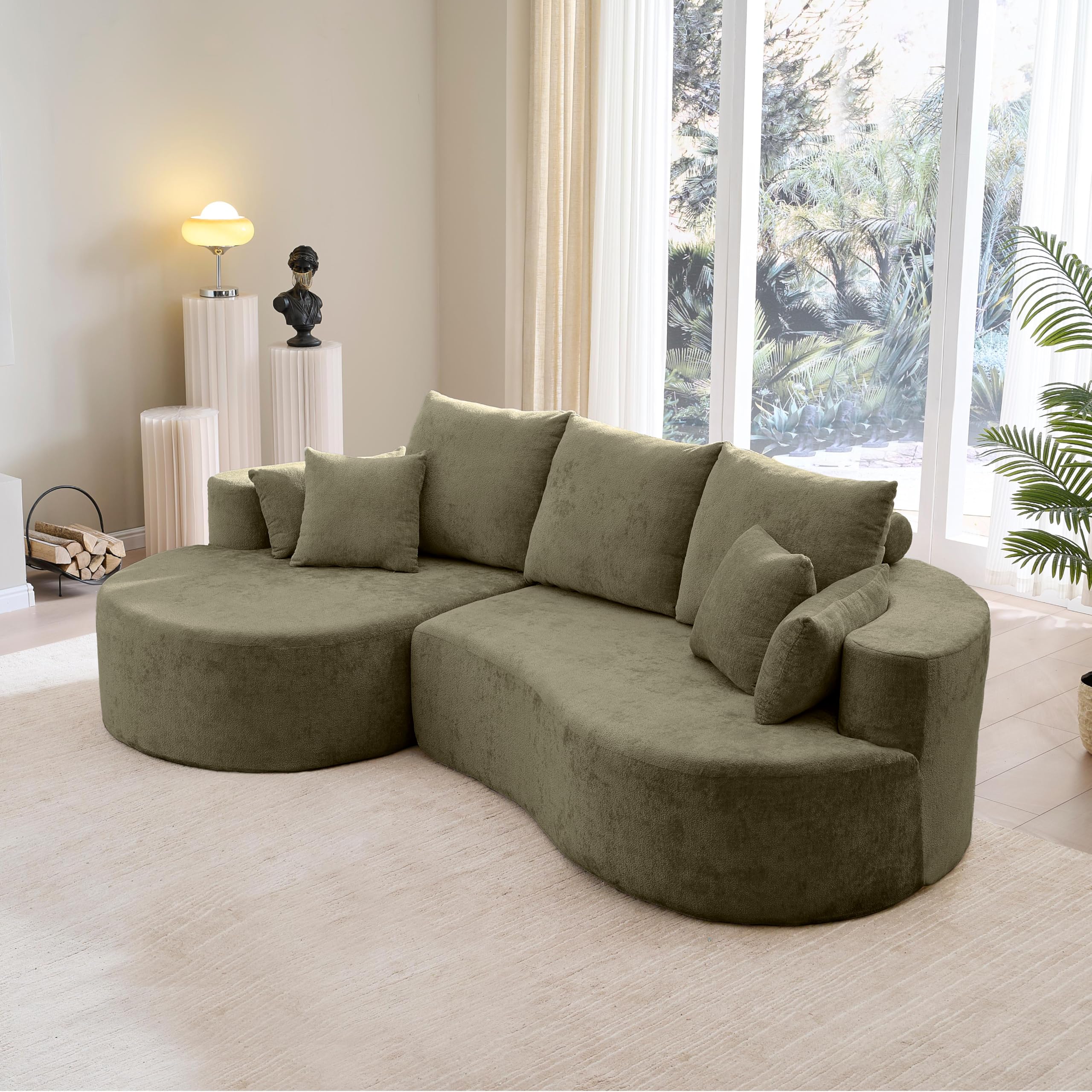 Christopher Knight Home Carden 106" Curved Modular Sectional Sofa, Fabric Upholstered Comfy Sofa Couch with Chaise Lounge, Modern Cloud Couch with