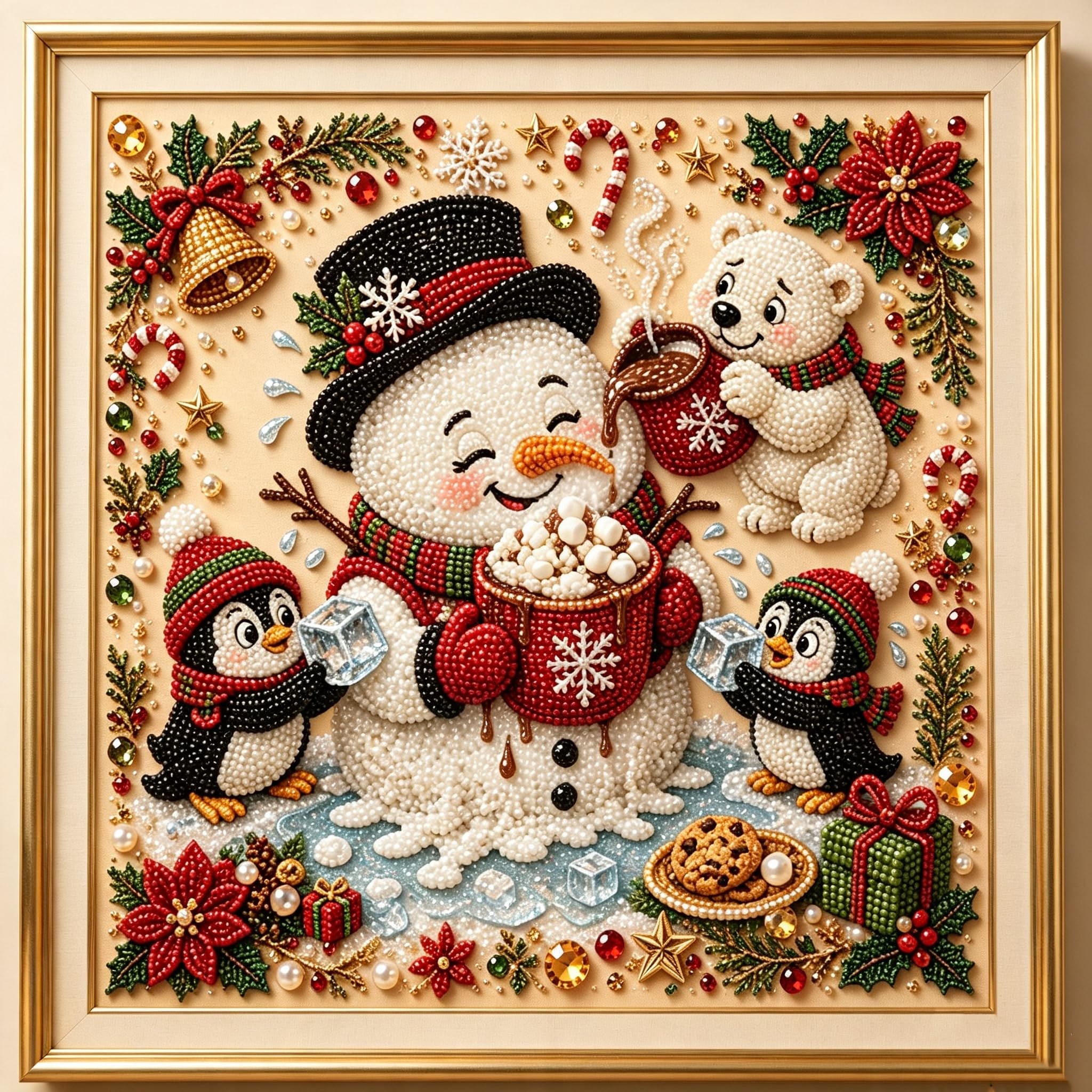 DIY Christmas Pearl Diamond Painting Art Kit with Frame,Christmas Pearl Beads Art Craft for Adults Beginner,Gemstone Diamond Dots Beads for Home Wall Decor,DIY Craft Set for Home Wall Decoration (#15) โ image 1