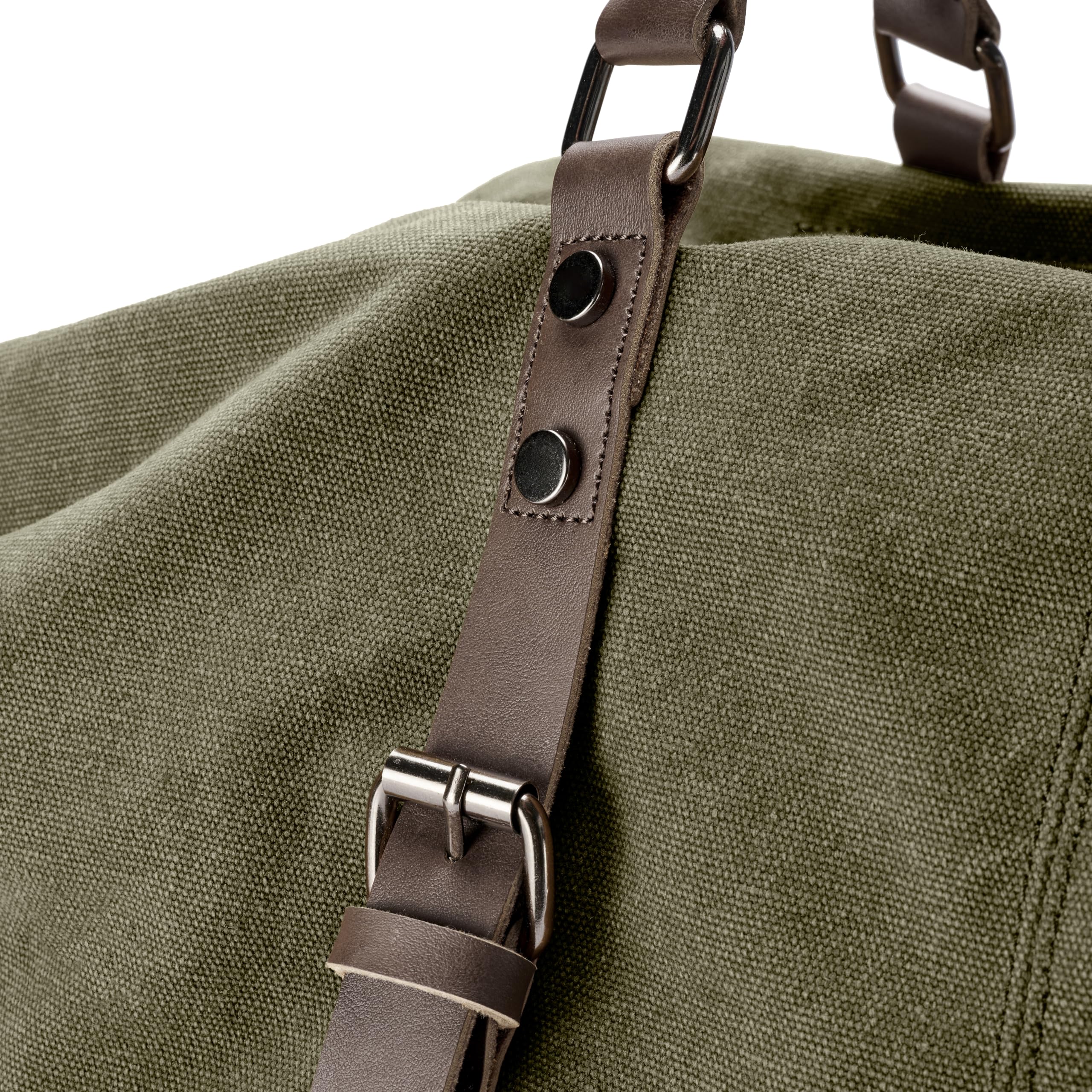 Trendhim Bolsa grande de lona de grafito vintage y cuero marrón para hombre, para viajes, escapadas de fin de semana, elegante y duradera para viajes nocturnos, Green, 55 x 30 cm