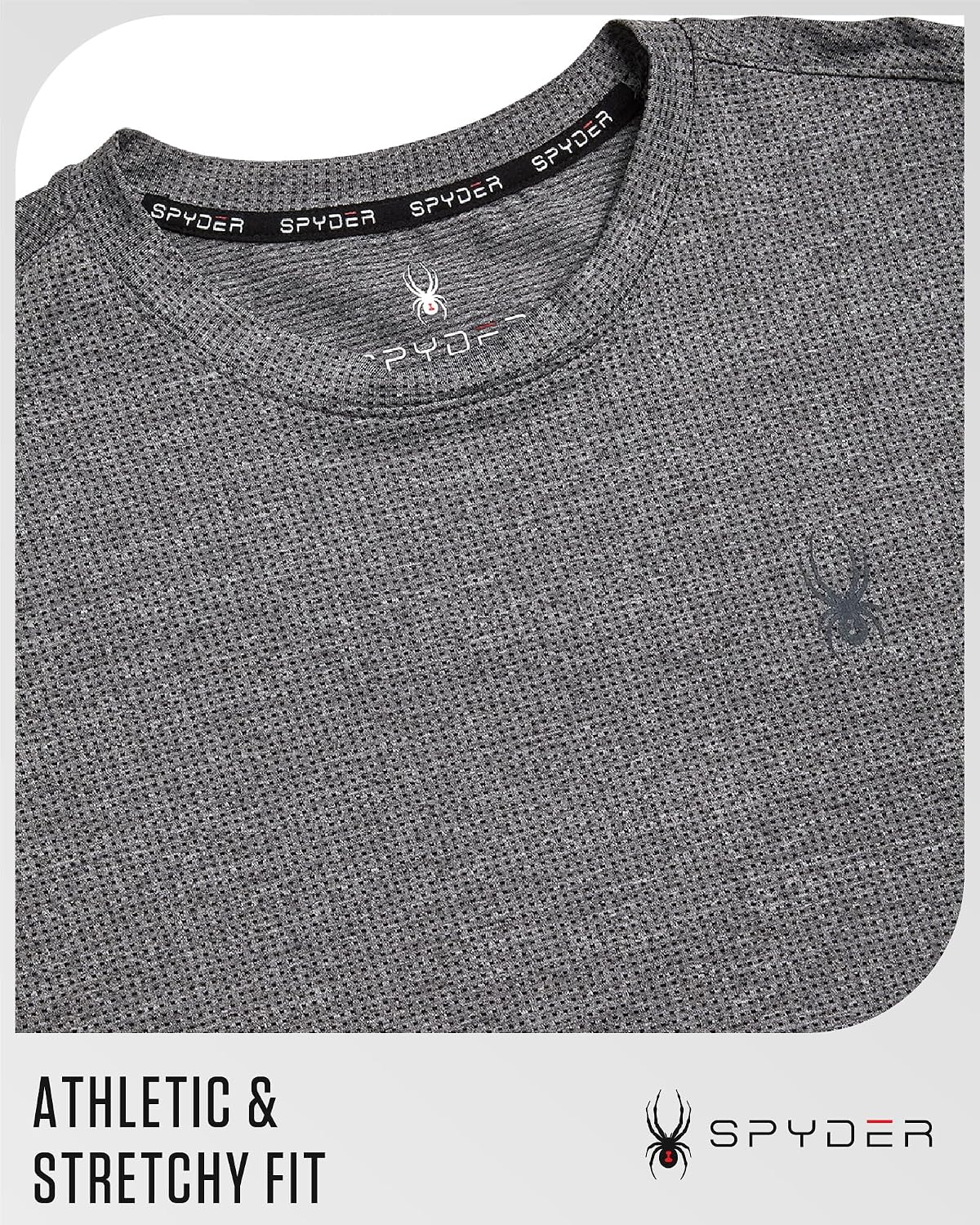 Spyder Mens Athletic Shirts - Moisture Wicking Short Sleeve Crewneck Workout Shirts for Men - Relaxed Fit Mens Shirts for Gym