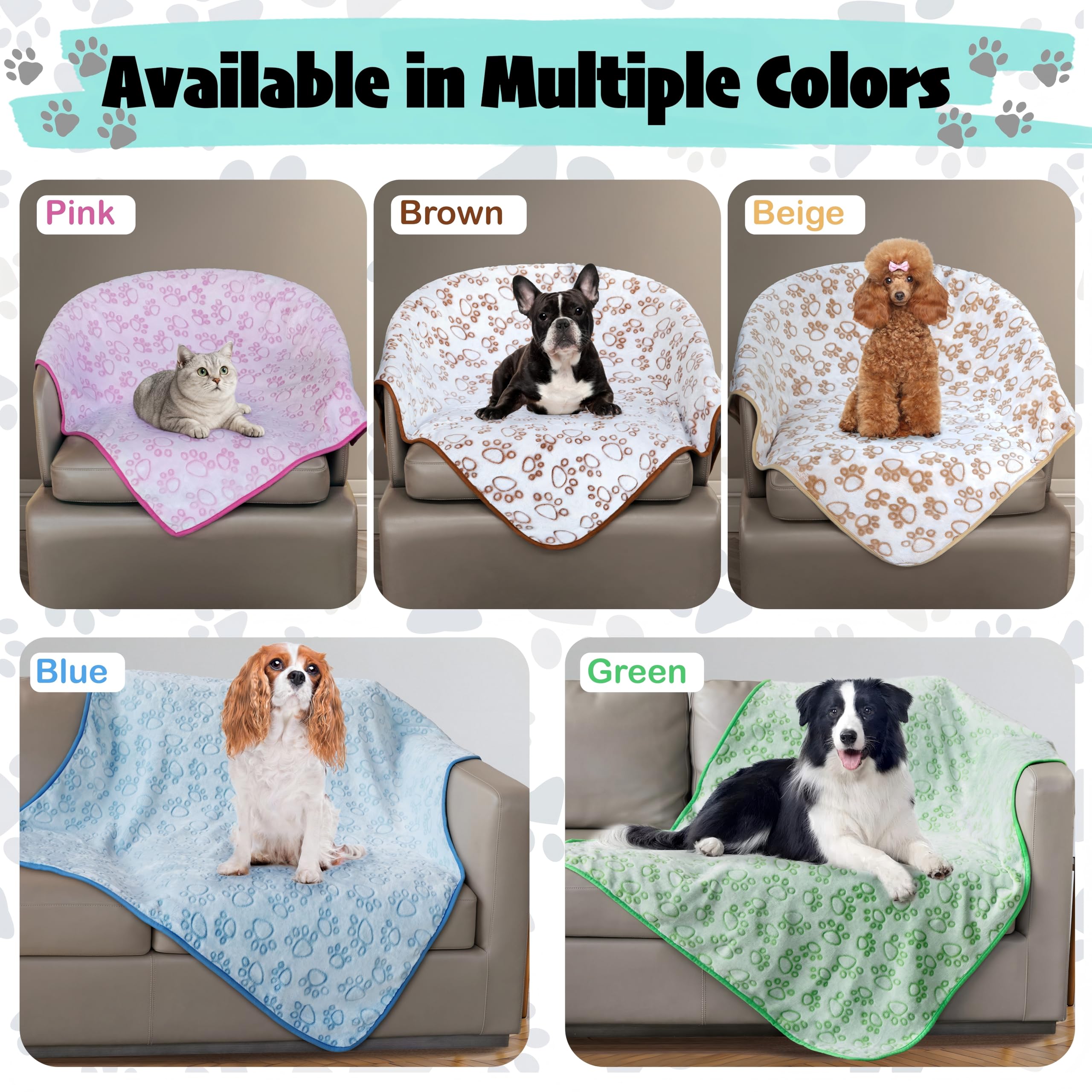 Stuffed Manta suave de alta calidad para perro, con estampado de patas de franela marrón, 24 x 32 pulgadas, manta para gatos, suministros para cachorros, productos esenciales para perros