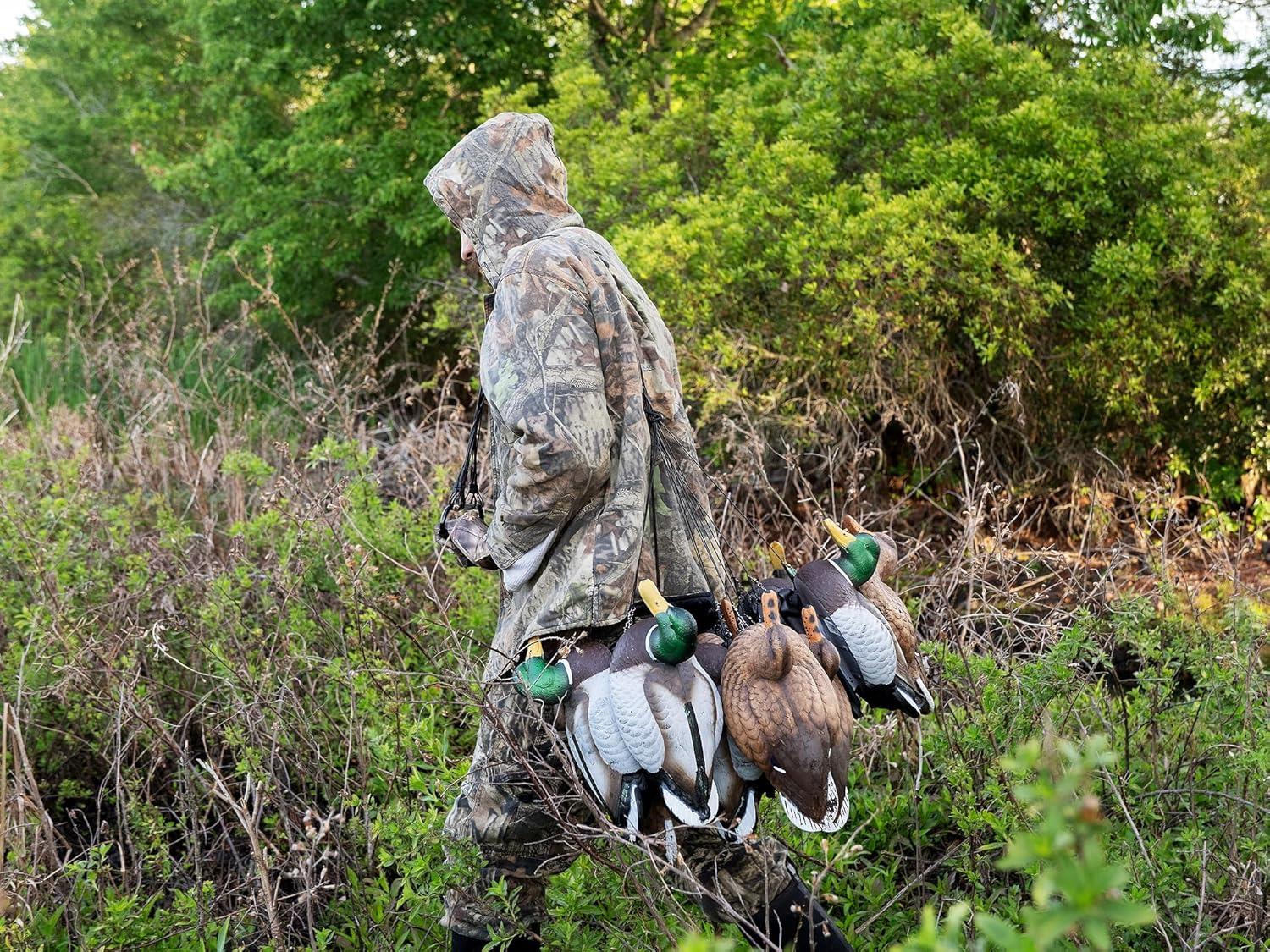 Texas Rig Decoy Weights (12-pack/48in/6oz) | Stealth Black Tangle-Free Anchors, Heavy-Duty Rustproof Stainless-Steel Cables, Compatible with Goose & Duck Decoys for Waterfowl Hunting