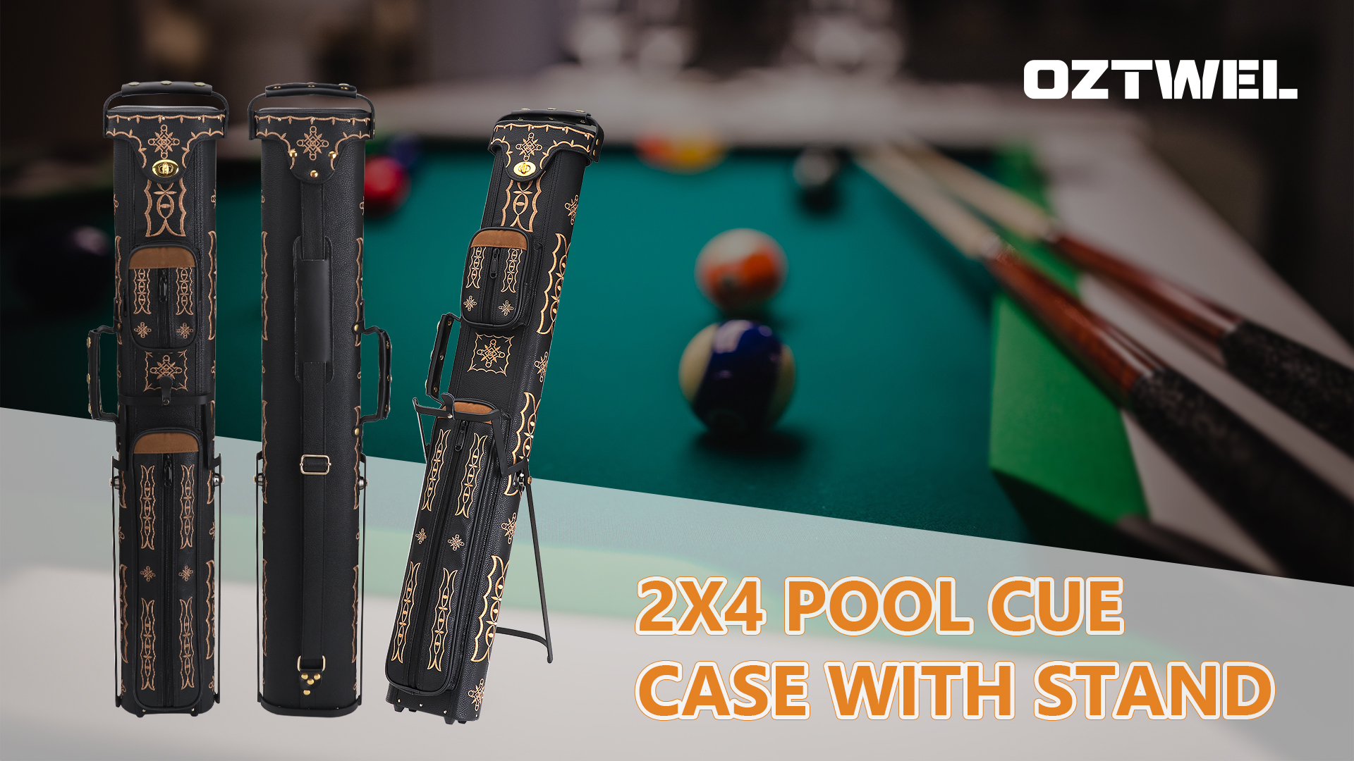 Oztwel 2x4 Pool Cue Case, Hard Pool Cue Case, Billiard Cue Case
