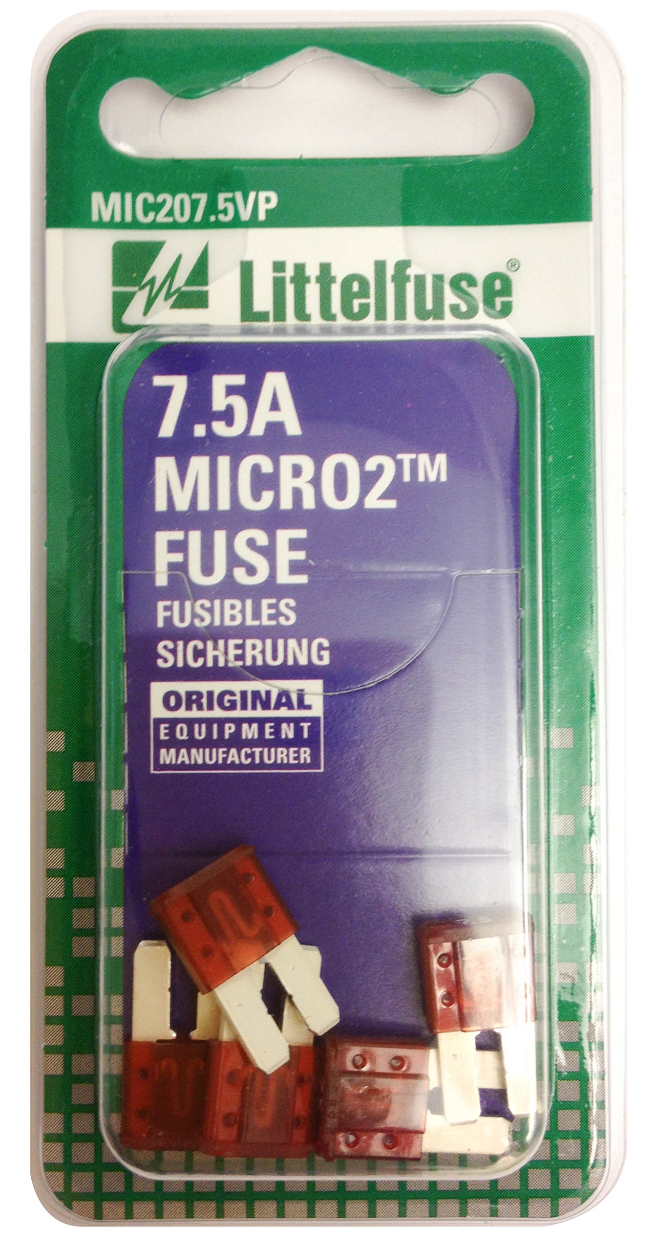 Littelfuse (MIC207.5VP) MICRO2 Brown 32V 7.5 Amp Blade Fuse, (Pack of 5)