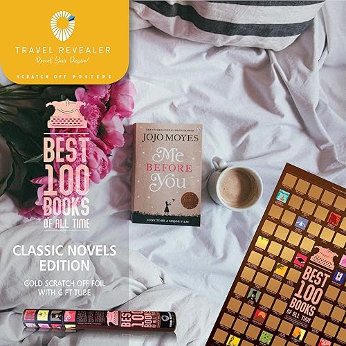 Miniatura 6 de Travel Revealer Póster de 100 libros para rascar, 24 x 17 pulgadas, lista de cubo de libros, póster para rascar, póster para raspar de los 100