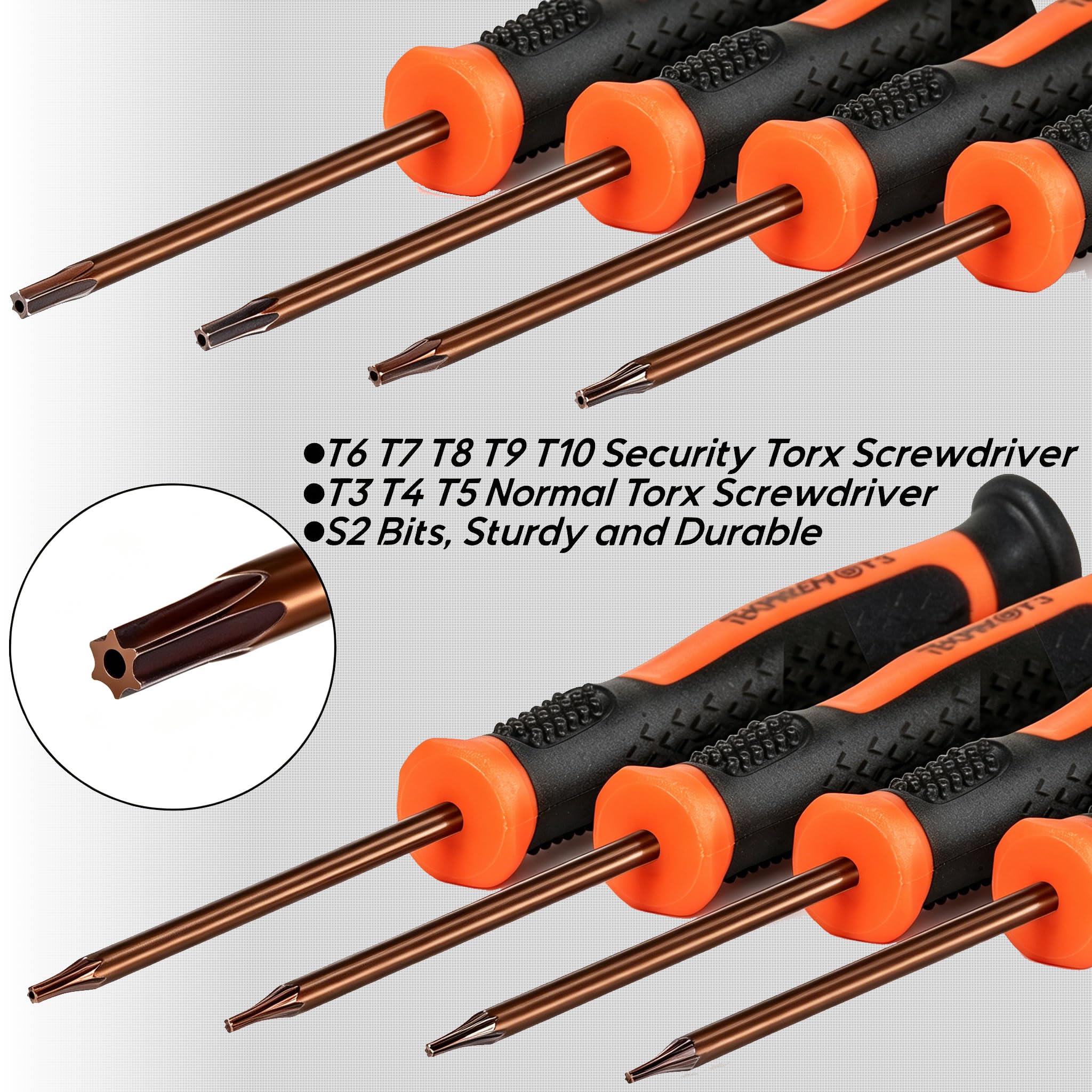 TEKPREM 8 in 1 Small Torx Screwdriver Set with T3 T4 T5 T6 T7 T8