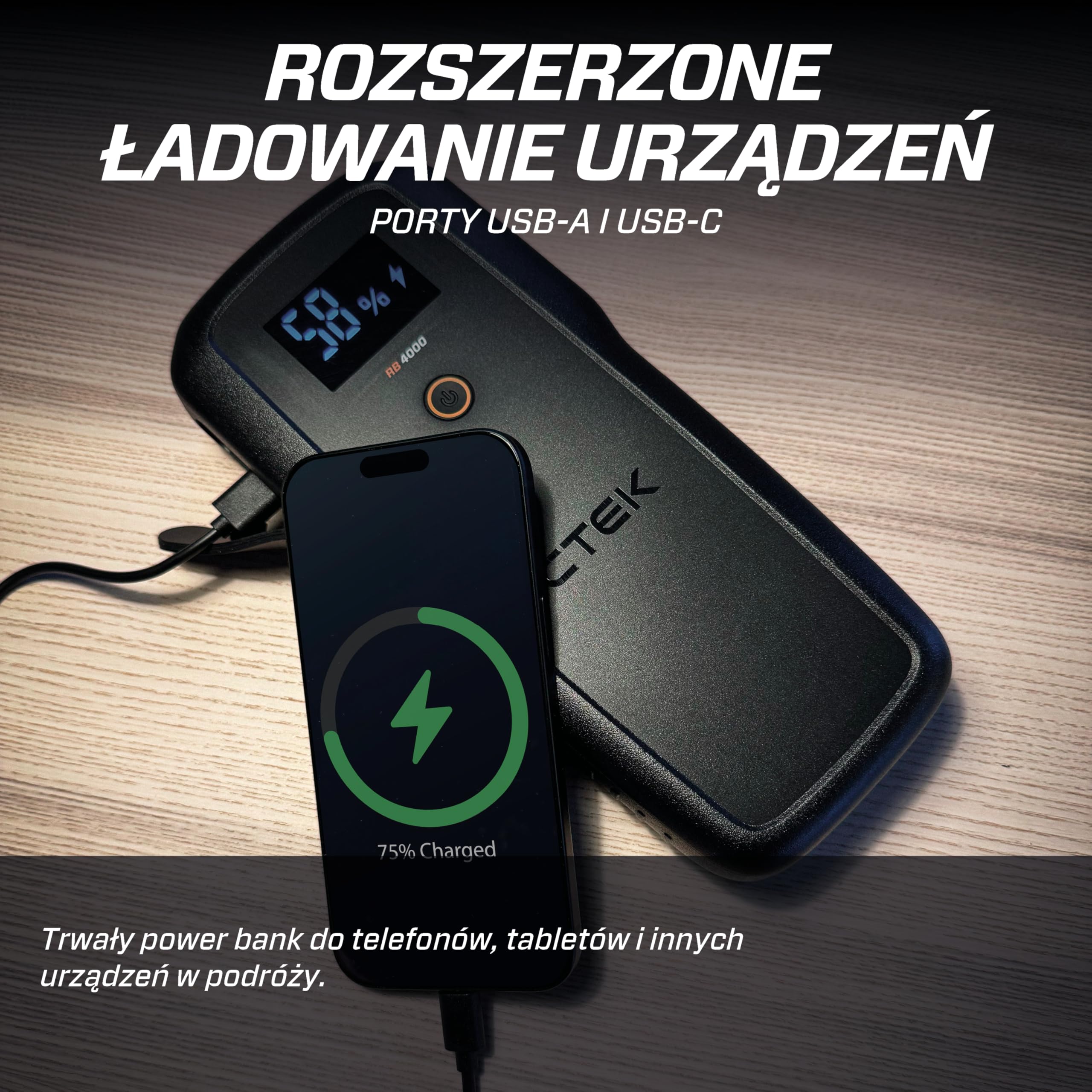 CTEK RB 4000 Przenośny Rozrusznik – Szczytowy Prąd Baterii 4000A, Booster do Akumulatorów 12V w Pojazdach Diesla i Benzynowych